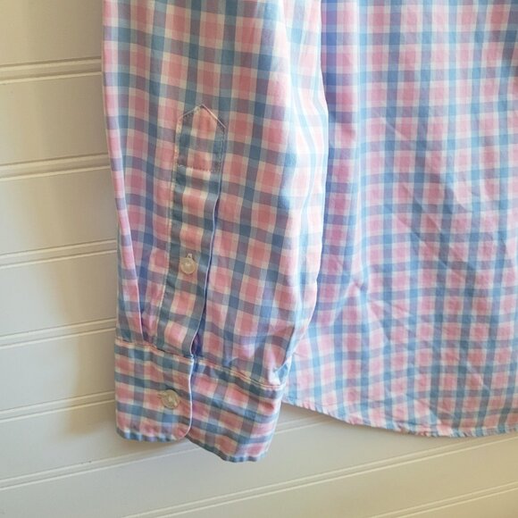 Vineyard Vines Tucker Shirt Mens Small Blue Pink Check Classic Fit Cotton Preppy - Picture 9 of 12